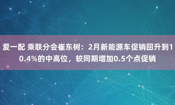 爱一配 乘联分会崔东树：2月新能源车促销回升到10.4%的中高位，较同期增加0.5个点促销