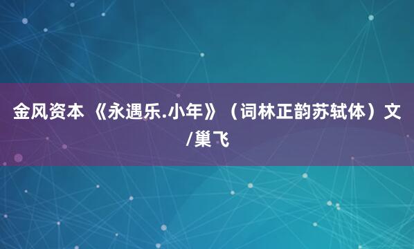 金风资本 《永遇乐.小年》（词林正韵苏轼体）文/巢飞